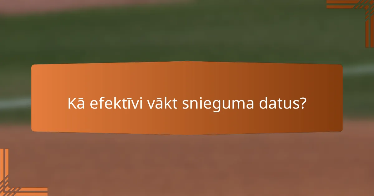 Kā efektīvi vākt snieguma datus?